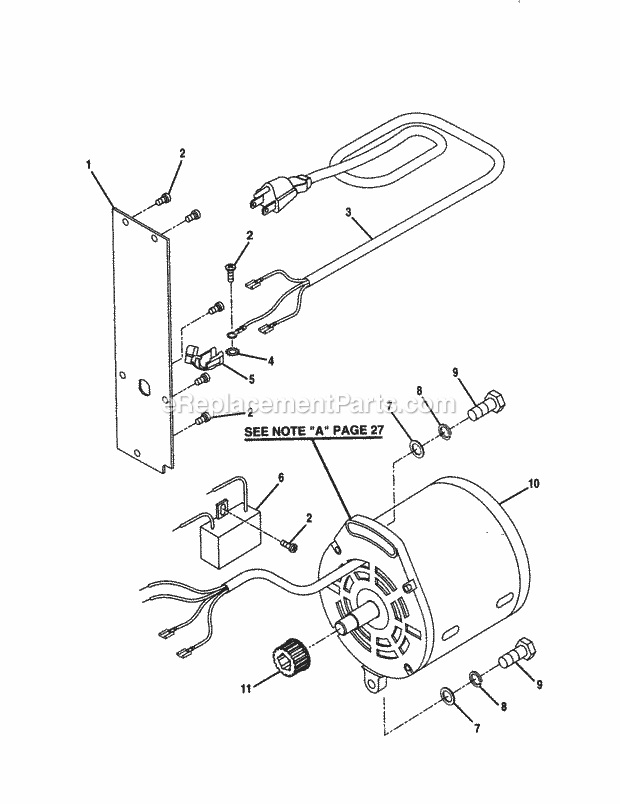 Motor Assembly Diagram and Parts List for 315214490  Craftsman Band Saw
