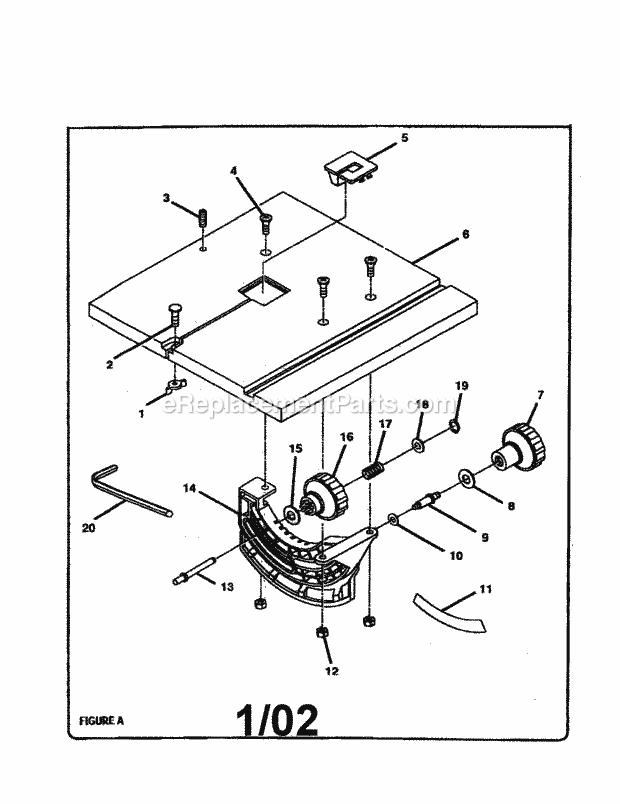 Table Diagram and Parts List for 315214500  Craftsman Band Saw
