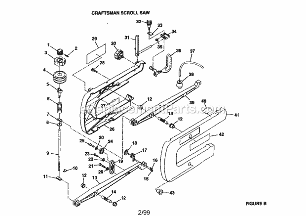 Scroll Saw Diagram and Parts List for 315216260  Craftsman Scroll Saw