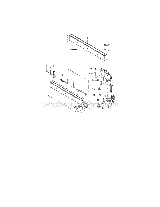 Rip Fence Diagram and Parts List for 315218061  Craftsman Table Saw