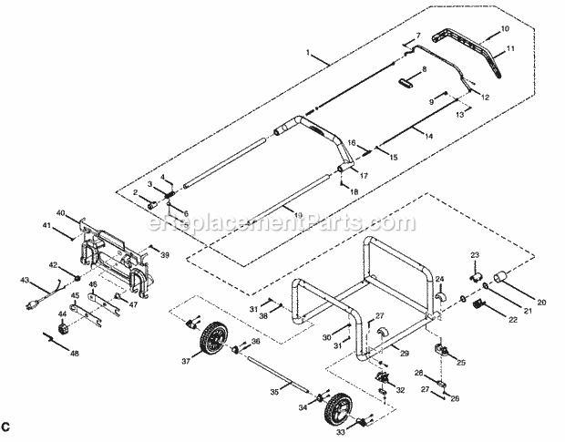 Frame Assy Diagram and Parts List for 315218280  Craftsman Table Saw