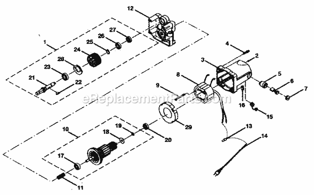 Motor Assy Diagram and Parts List for 315218290  Craftsman Table Saw