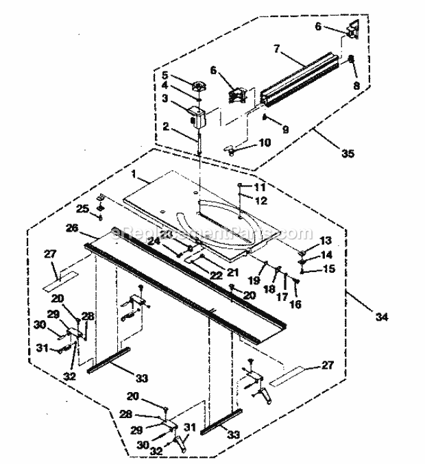 Table / Fence Assy Diagram and Parts List for 315218290  Craftsman Table Saw