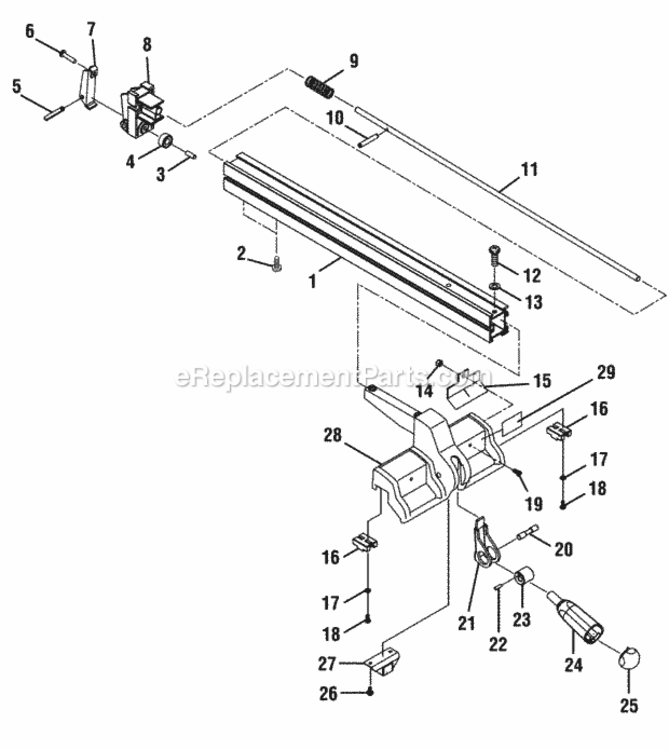 Rip_Fence Diagram and Parts List for 315218291  Craftsman Table Saw