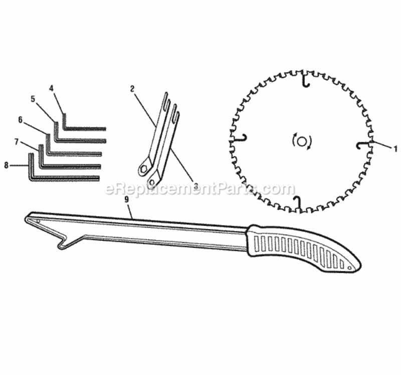 ToolsBlade Diagram and Parts List for 315218291  Craftsman Table Saw