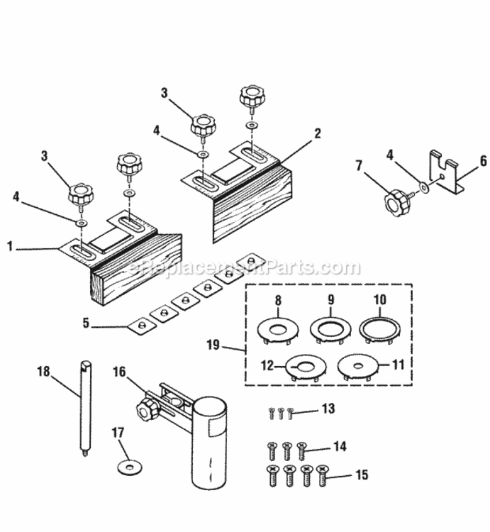 Hardware Diagram and Parts List for 315218291  Craftsman Table Saw