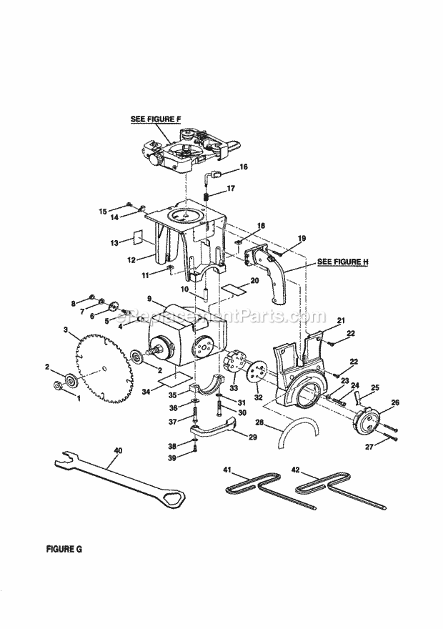 Figure G Diagram and Parts List for 315220380  Craftsman Chop Saw