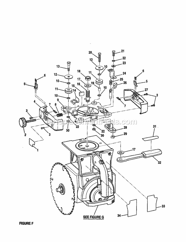 Carriage Cover Diagram and Parts List for 315220381  Craftsman Chop Saw