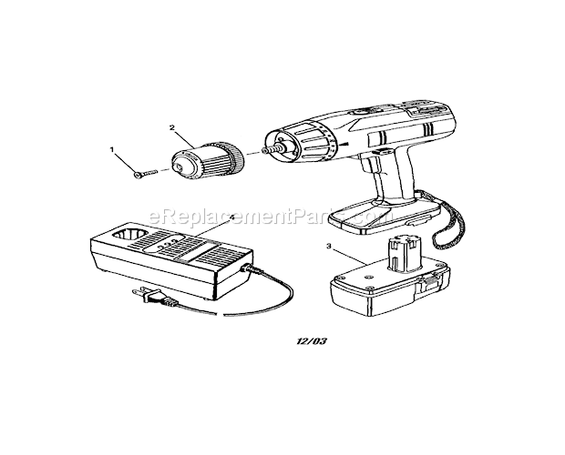 Chuck/Battery Pack/Charge... Diagram and Parts List for 315222560  Craftsman Cordless Drill