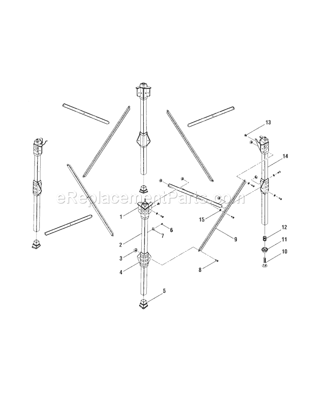 Leg Stand Diagram and Parts List for 315223400  Craftsman Workbench