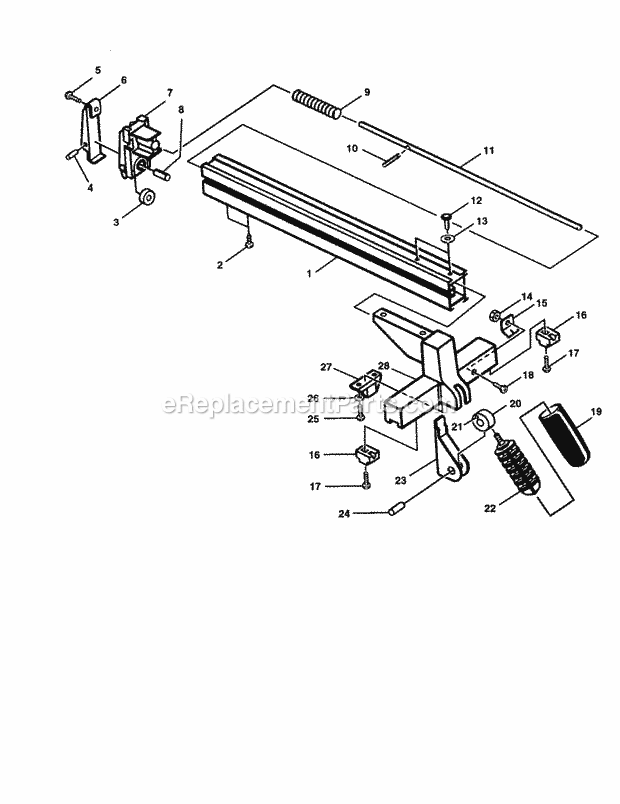 Rip Fence Assembly Diagram and Parts List for 315228110  Craftsman Table Saw
