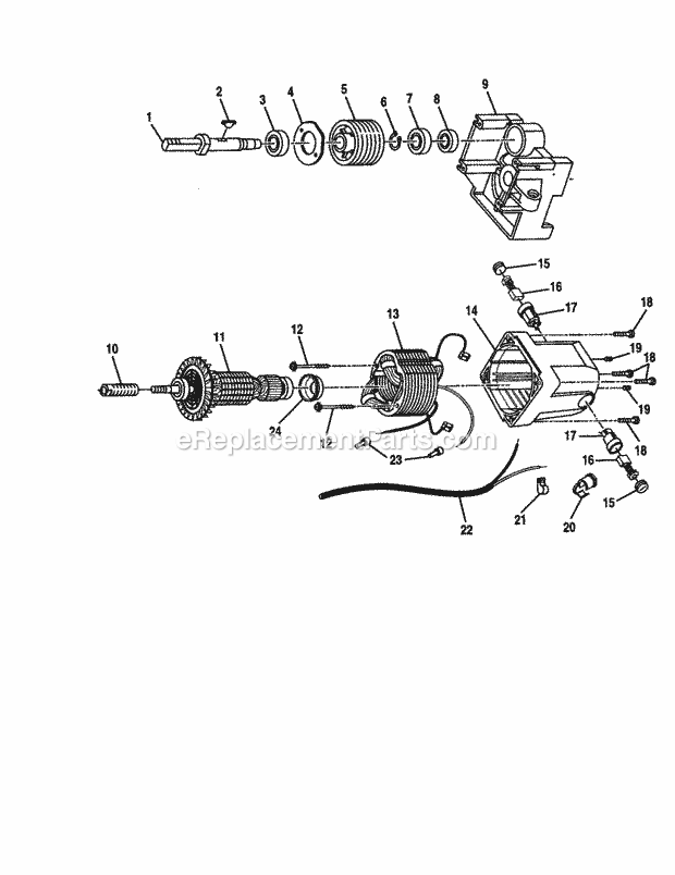 Motor Diagram and Parts List for 315228110  Craftsman Table Saw