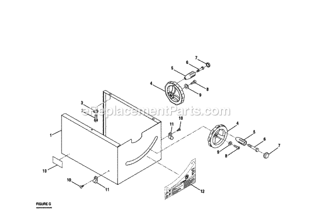 Page G Diagram and Parts List for 315228310  Craftsman Table Saw