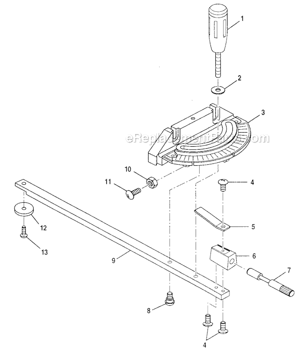 Miter Gage Diagram and Parts List for 315228390  Craftsman Table Saw