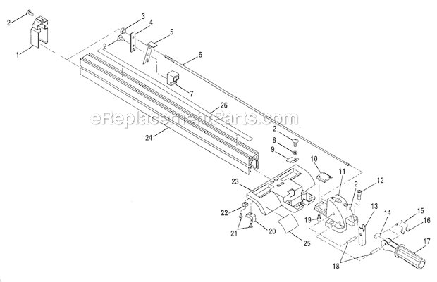 Rip Fence Diagram and Parts List for 315228390  Craftsman Table Saw