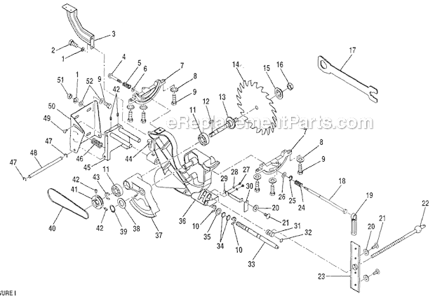 Blade Diagram and Parts List for 315228390  Craftsman Table Saw