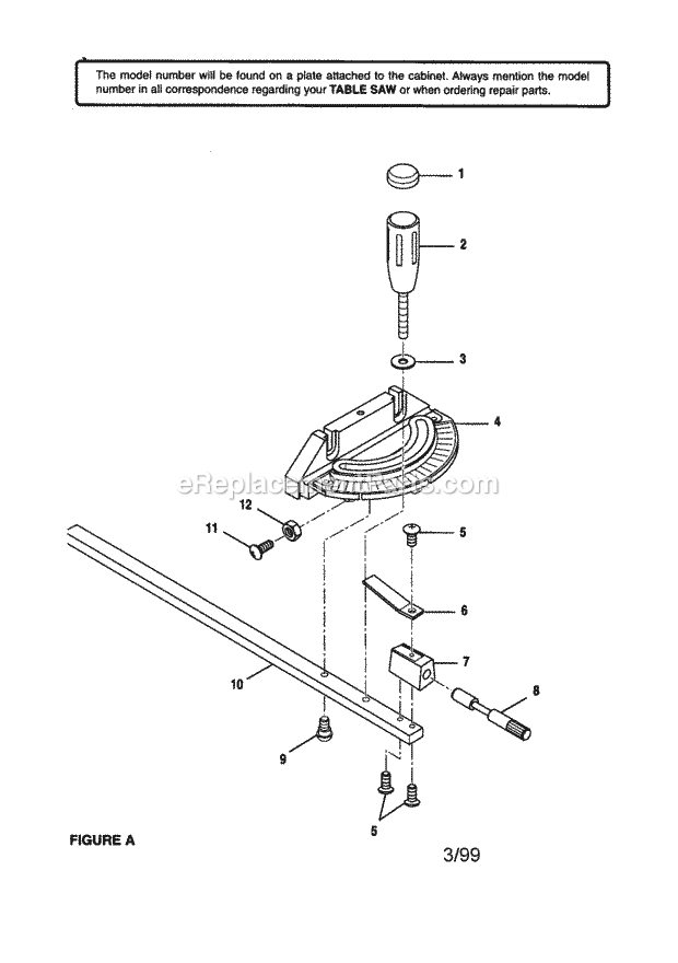 Table Saw Diagram and Parts List for 315228410  Craftsman Table Saw