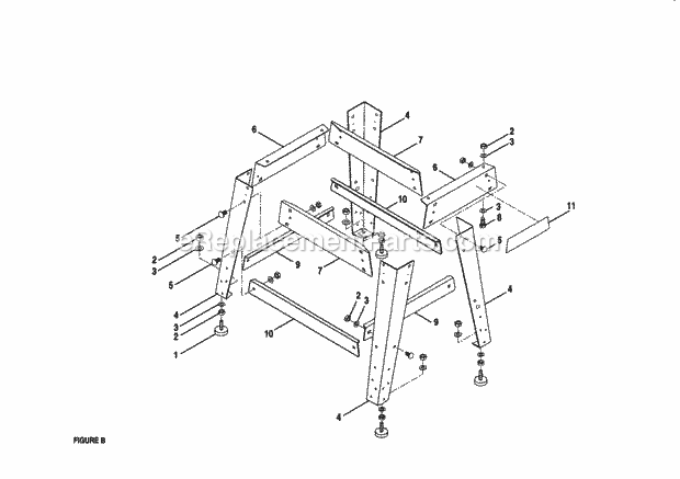 Page B Diagram and Parts List for 315228410  Craftsman Table Saw