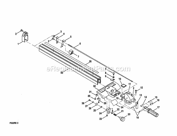 Rip Fence Diagram and Parts List for 315228490  Craftsman Table Saw