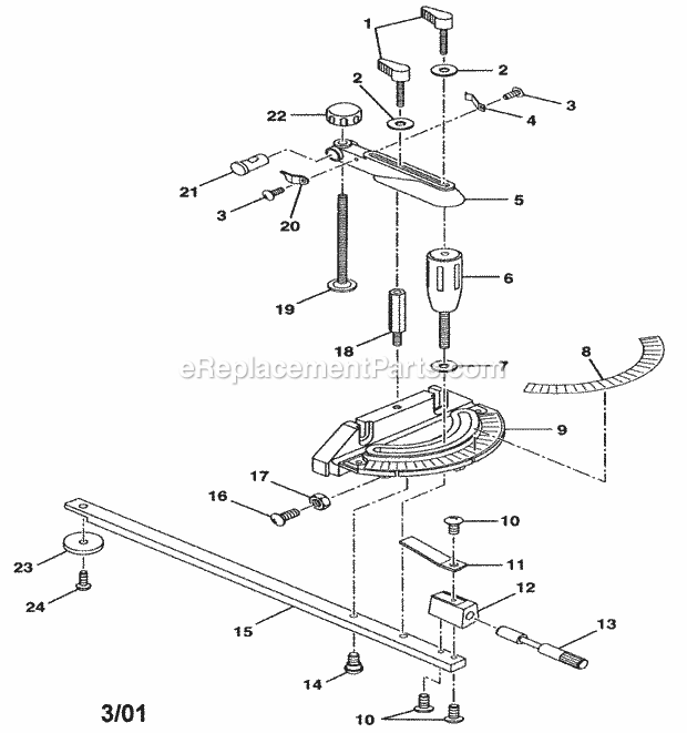 Cabinet Parts Diagram and Parts List for 315228590  Craftsman Table Saw