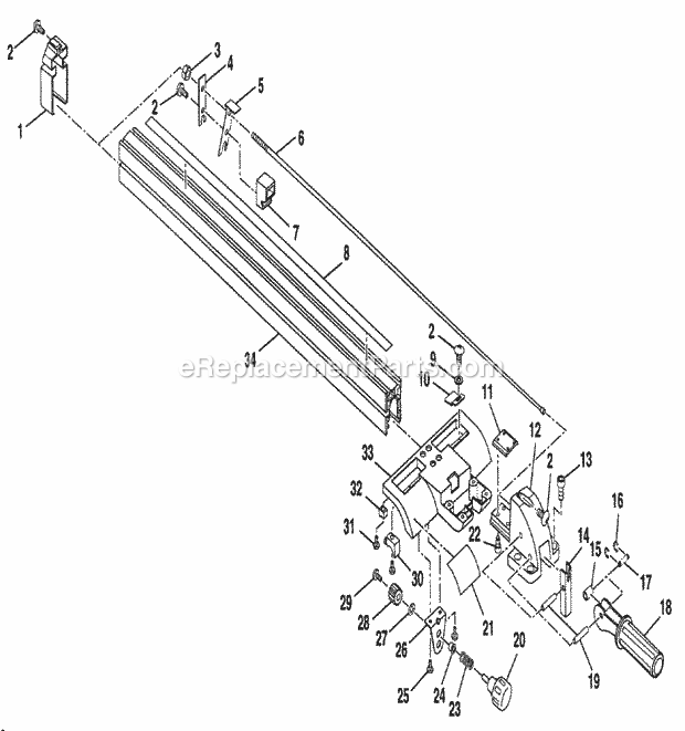 Page C Diagram and Parts List for 315228590  Craftsman Table Saw