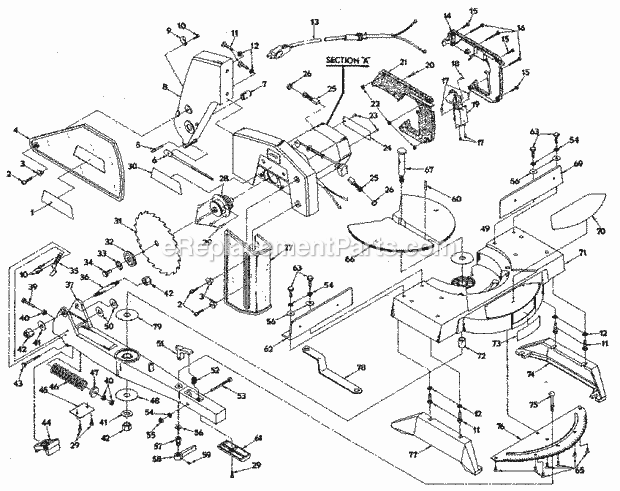 Unit Parts Diagram and Parts List for 31523451  Craftsman Miter Saw