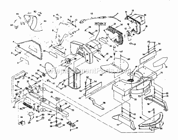 Unit Parts Diagram and Parts List for 31523452  Craftsman Miter Saw