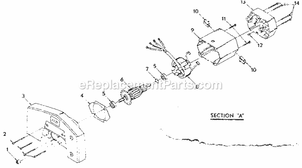 Field And Armature Assembly Diagram and Parts List for 31523730  Craftsman Miter Saw