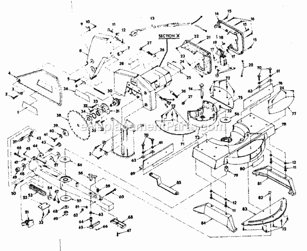 Unit Parts Diagram and Parts List for 31523733  Craftsman Miter Saw