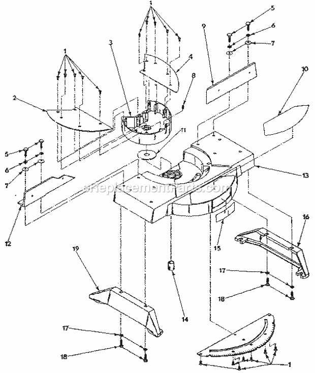 Miter Arm Assembly Diagram and Parts List for 31523740  Craftsman Miter Saw