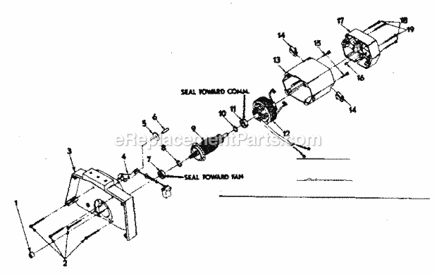 Field And Armature Assembly Diagram and Parts List for 31523743  Craftsman Chop Saw