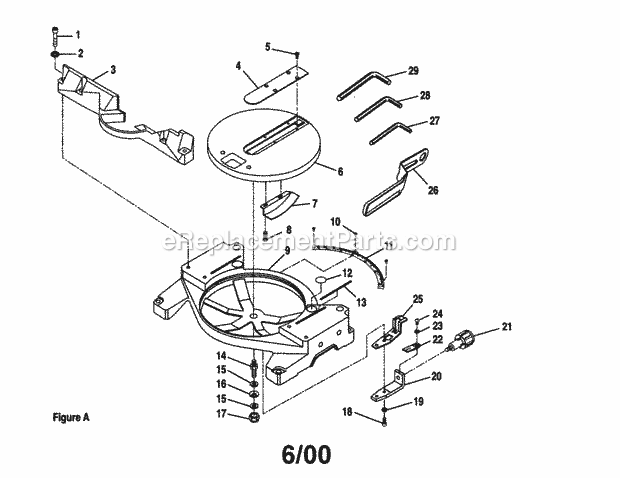 Table/Cover Plate Diagram and Parts List for 315243000  Craftsman Miter Saw