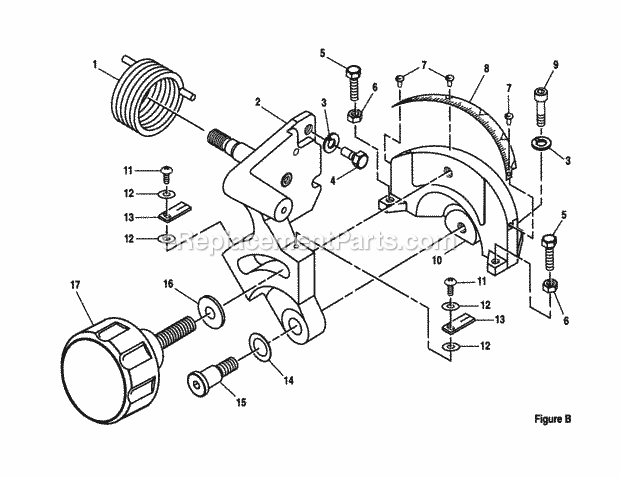 Bevel Pivot Bracket Assembly Diagram and Parts List for 315243000  Craftsman Miter Saw