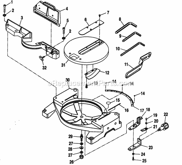 Base Asy Diagram and Parts List for 315243130  Craftsman Miter Saw