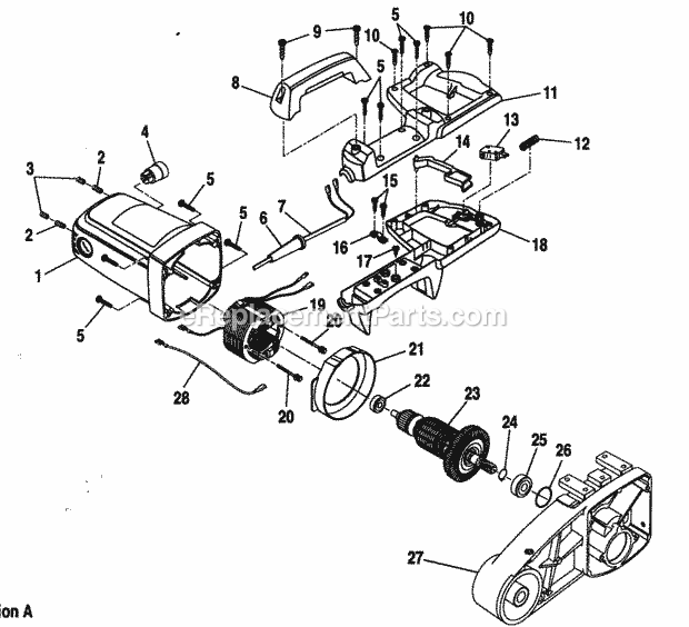 Motor Assy Diagram and Parts List for 315243130  Craftsman Miter Saw