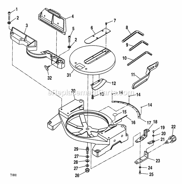 Miter Saw Diagram and Parts List for 315243150  Craftsman Miter Saw