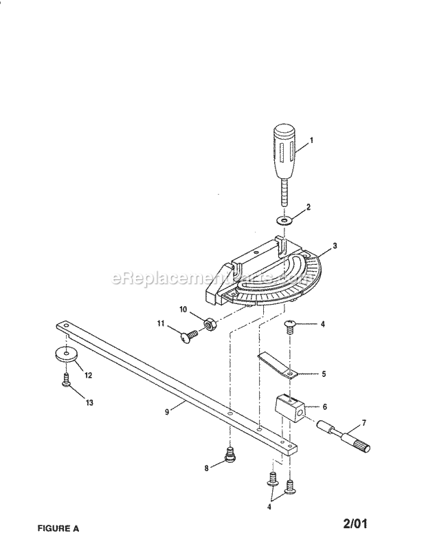 Miter Gage Diagram and Parts List for 315248200  Craftsman Table Saw