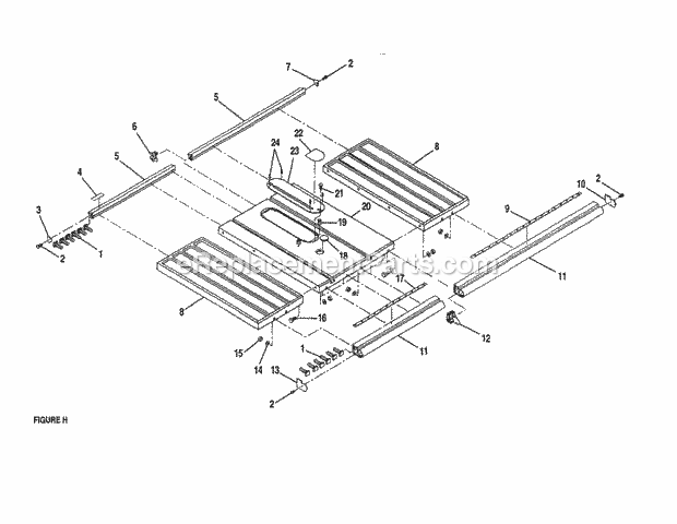 Extension Table Diagram and Parts List for 315248200  Craftsman Table Saw