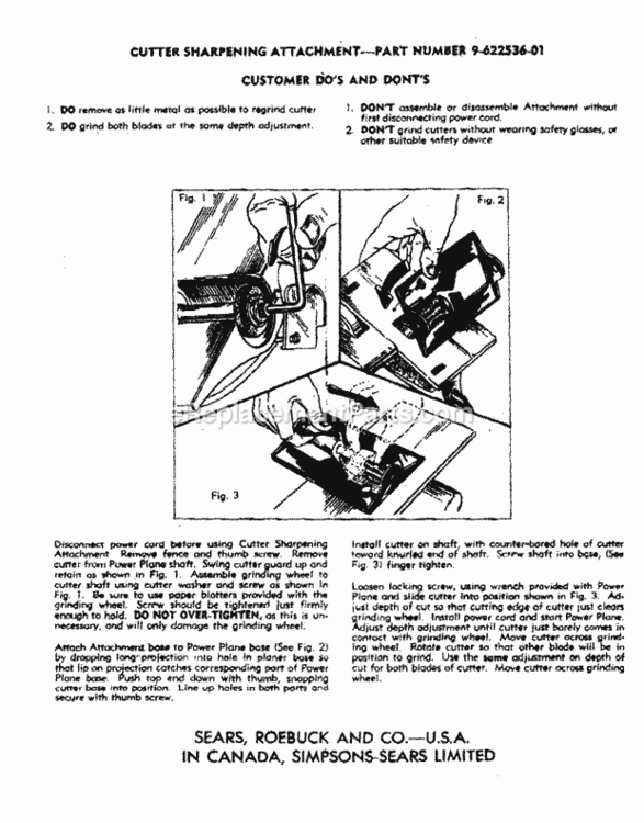 Page C Diagram and Parts List for 31525000  Craftsman Planer Jointer