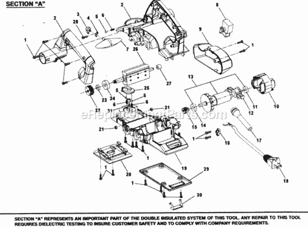 Page B Diagram and Parts List for 315268750  Craftsman Planer Jointer