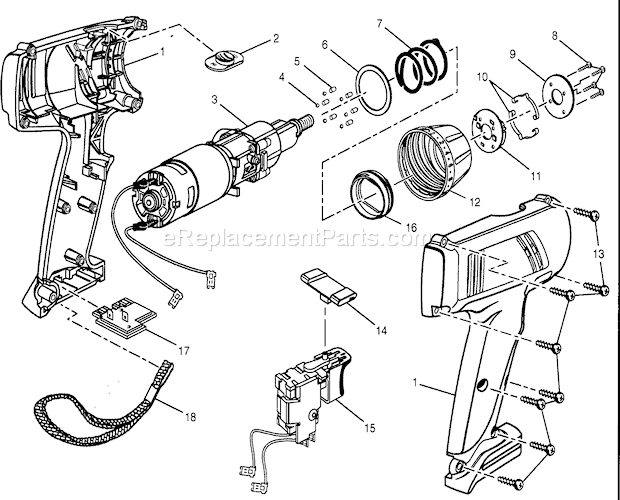 Housing Assy Diagram and Parts List for 315269220  Craftsman Cordless Drill