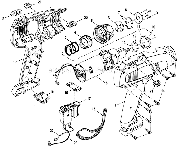 Housing Assy Diagram and Parts List for 315269290  Craftsman Hammer Drill