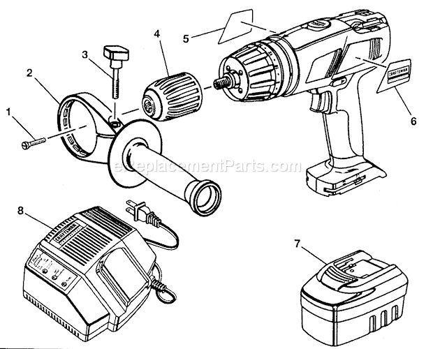 Drill Diagram and Parts List for 315270850  Craftsman Cordless Drill
