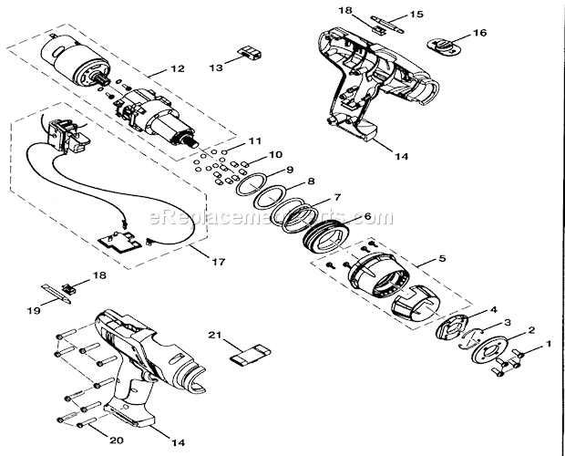 Housing Assy Diagram and Parts List for 315270850  Craftsman Cordless Drill