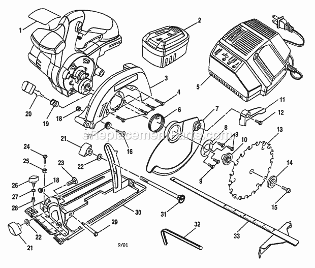 Housing Diagram and Parts List for 315271190  Craftsman Circular Saw