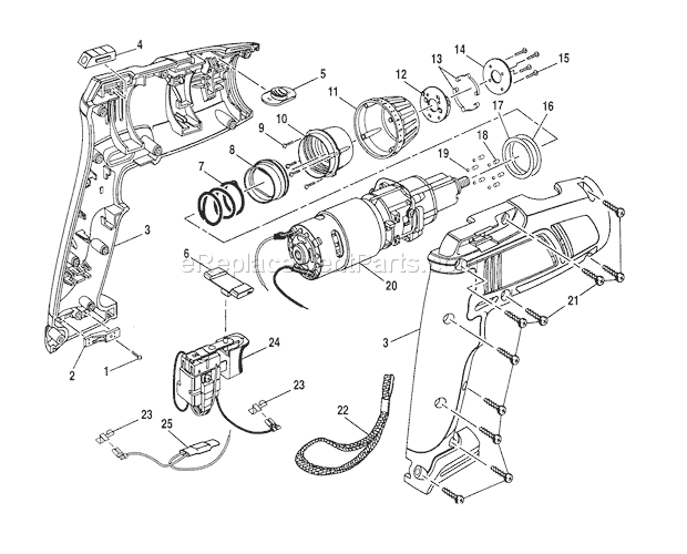 Housing Assembly Diagram and Parts List for 315271220  Craftsman Cordless Drill