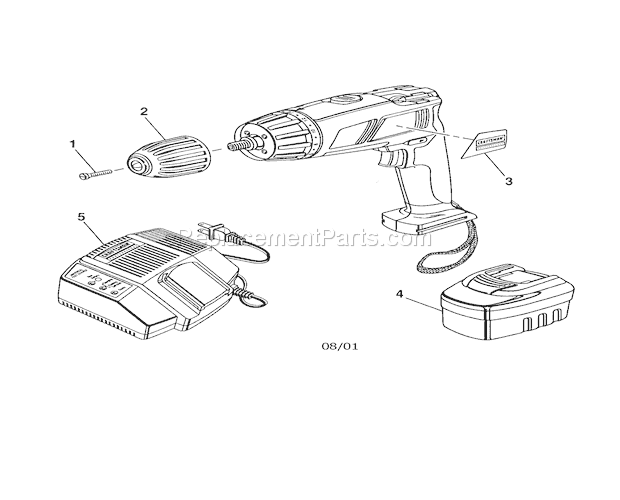 3/8", 12 Volts Drill-Driv... Diagram and Parts List for 315271221  Craftsman Cordless Drill