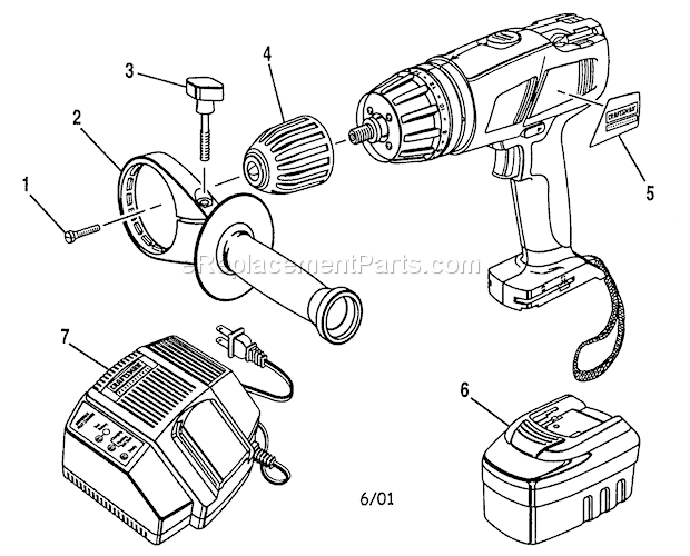 Drill Diagram and Parts List for 315271241  Craftsman Cordless Drill