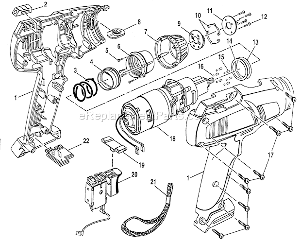 Drill 315271251 Diagram and Parts List for 315271241  Craftsman Cordless Drill