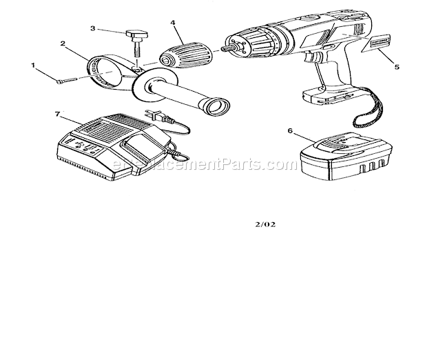 Chuck/Battery/Charger Diagram and Parts List for 315271250  Craftsman Cordless Drill
